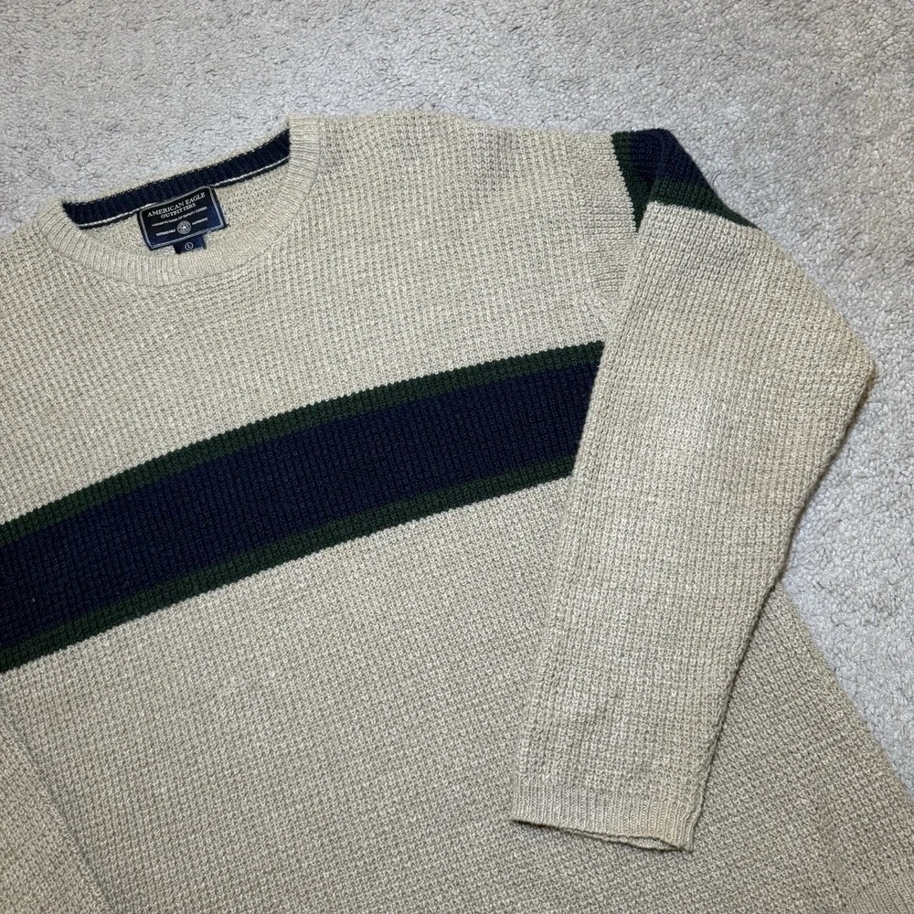 American‎ Eagle Outfitters Sweater L Men Beige Blue Green Chest 48